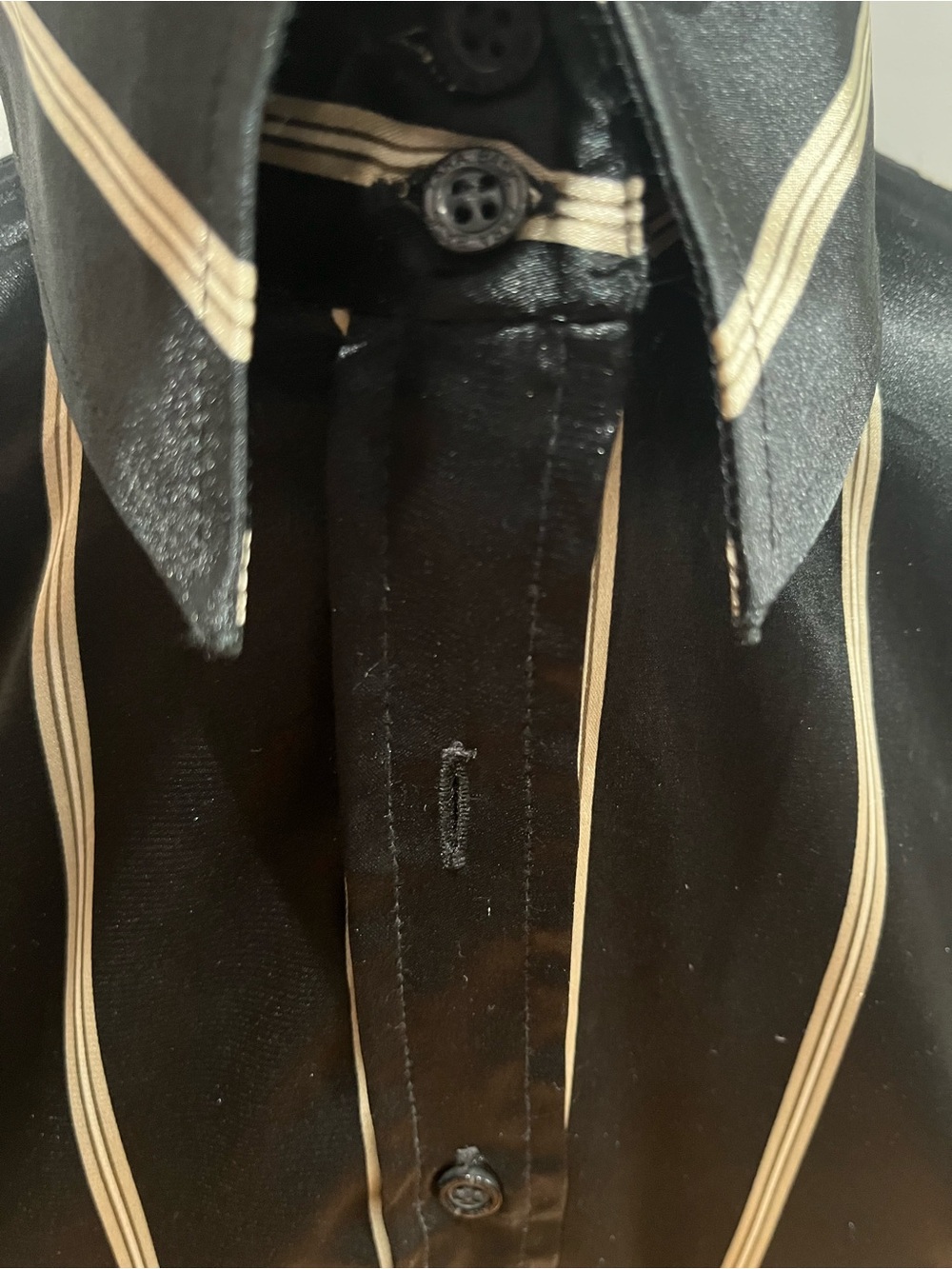 Zara Black Shirt woman’s with Cream yVertical Stripes - Picture 4 of 10